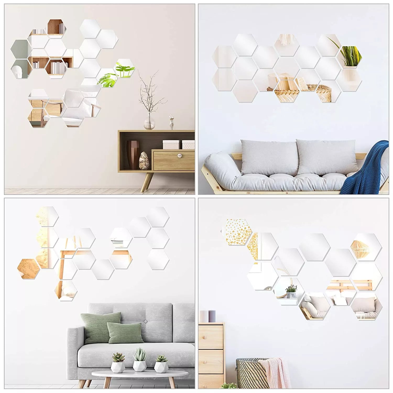 Acrylic Hexagon Mirror Wall Sticker Sets