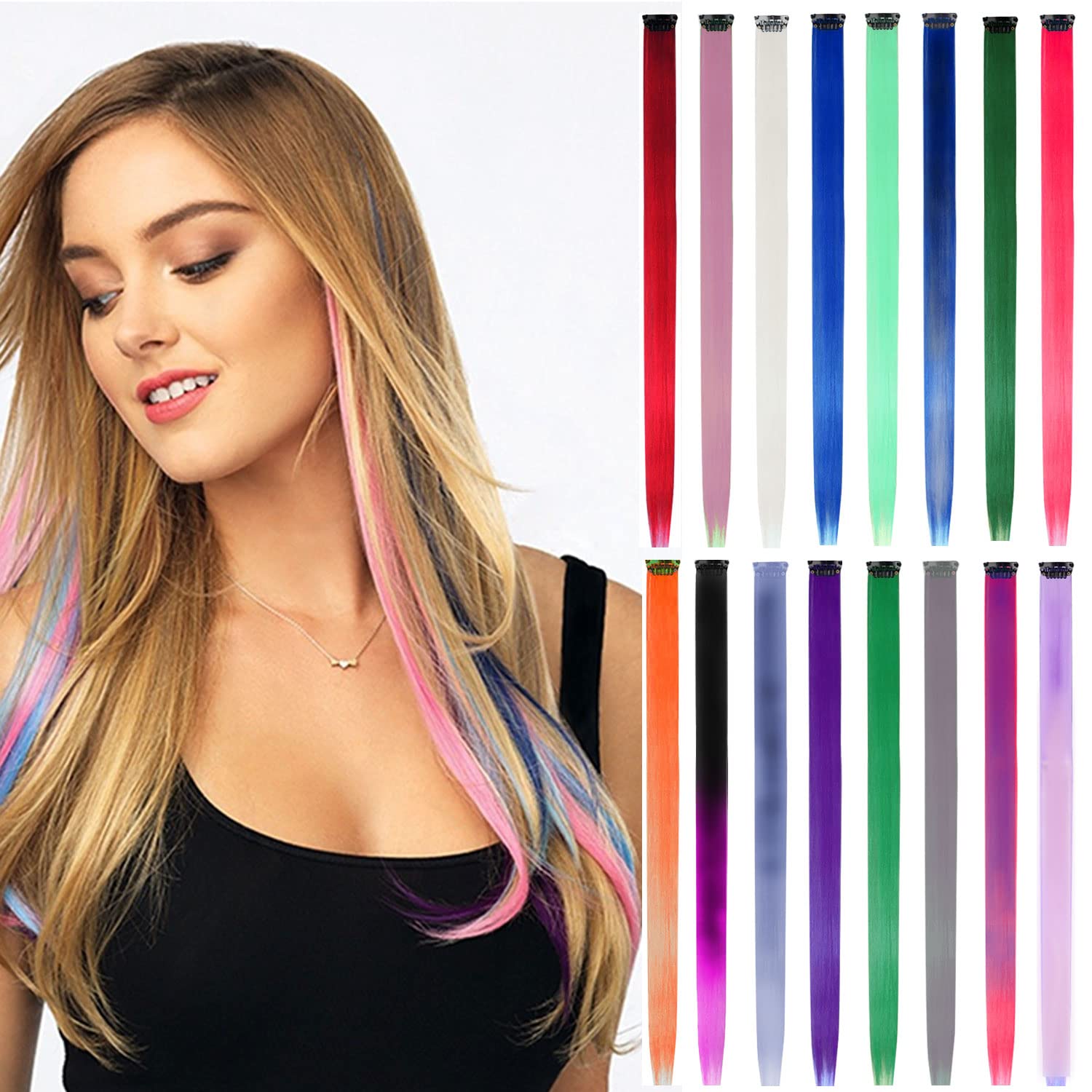 Colorful Clip In Hair Tinsel