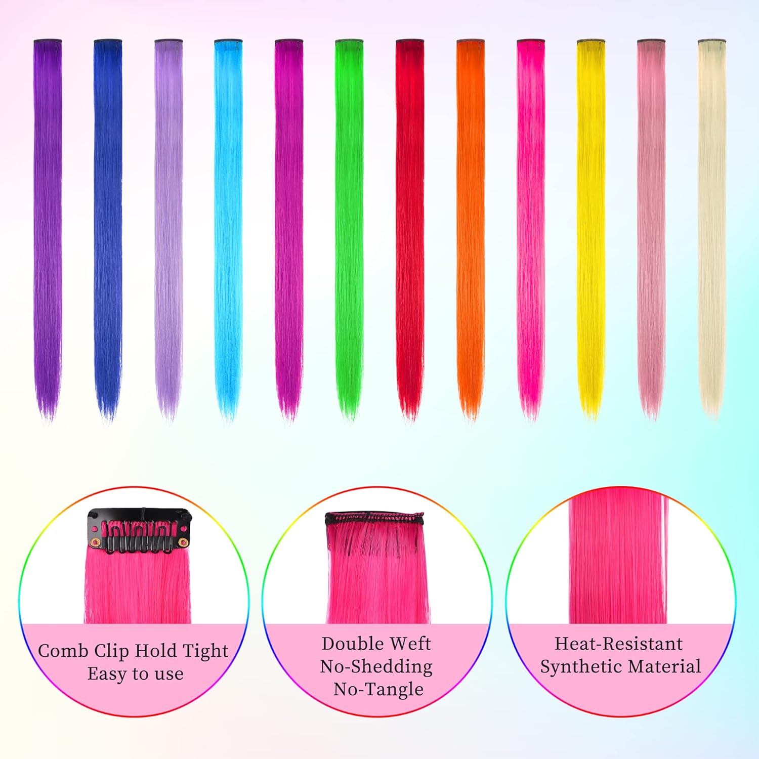 Colorful Clip In Hair Tinsel