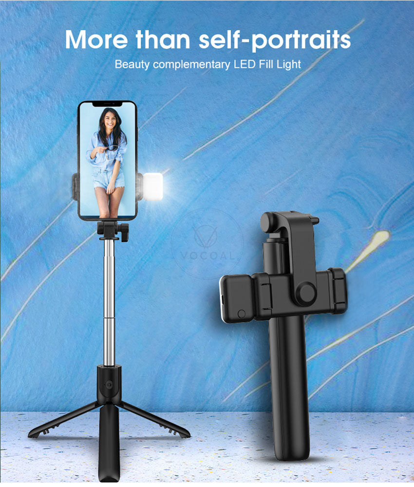 Bluetooth Remote Selfie Stick with LED Light